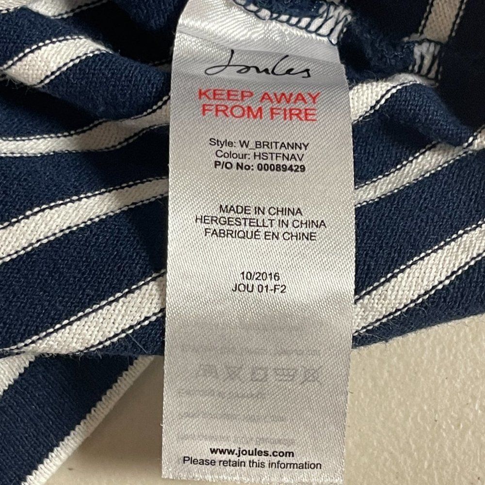 Joules Brittany Blue White Cotton Striped Dress 8 - Picture 11 of 12